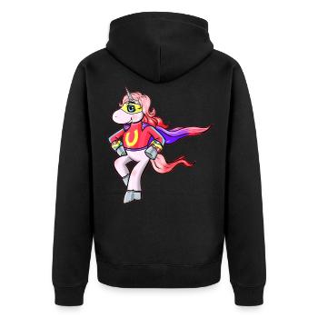 Costume Super Licorne Super Héros Idée cadeau - Veste à capuche bio Premium Unisexe - noir - Dos - Nico (187cm)
