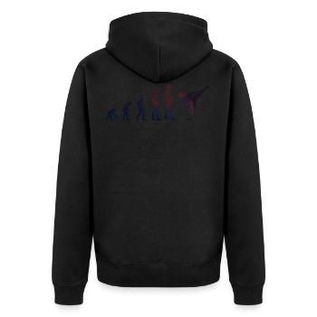 Evolution des Kampfsports Karate Judo Shirt - Unisex Premium Bio Zip Hoodie - Schwarz - Hinten - Nico (187cm)