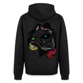 chemise cadeau art visage abstrait - Veste à capuche bio Premium Unisexe - noir - Dos - Nico (187cm)