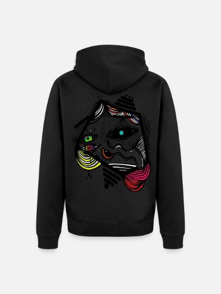 abstract face art gift shirt - Unisex Premium Organic Zip Hoodie - black