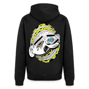 chemise cadeau art visage abstrait - Veste à capuche bio Premium Unisexe - noir - Dos - Nico (187cm)