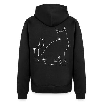 Cat constellation gift star astronomy sky - Unisex Premium Organic Zip Hoodie - black - Back - Nico (187cm)
