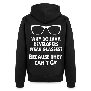 Developer Java - Unisex Premium Bio Zip Hoodie - Schwarz - Hinten - Nico (187cm)