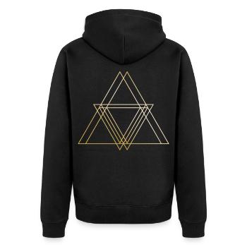 Formen Symbole Dreieck Geschenk gold geometrisch - Unisex Premium Bio Zip Hoodie - Schwarz - Hinten - Nico (187cm)
