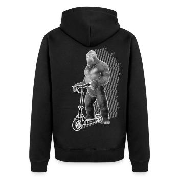 Elektroroller E-Roller King Kong Geschenkidee - Unisex Premium Bio Zip Hoodie - Schwarz - Hinten - Nico (187cm)