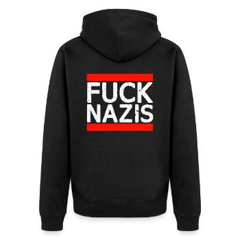 Fuck Nazis | Contre la politique légale Demo Gift - Veste à capuche bio Premium Unisexe - noir - Dos - Nico (187cm)