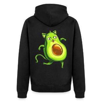 Avocado Avogato Katze Kätzchen Mietze Geschenk - Unisex Premium Bio Zip Hoodie - Schwarz - Hinten - Nico (187cm)