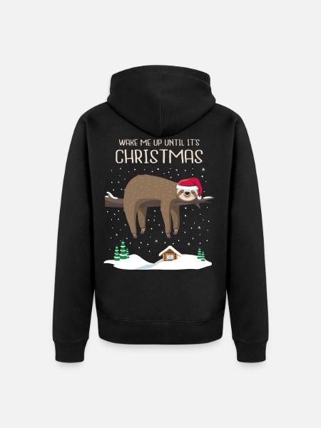 Faultier Weihnachten Sloth christmas Geschenk wake - Unisex Premium Bio Zip Hoodie - Schwarz