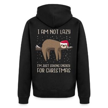 Faultier Weihnachten Sloth energy Geschenk - Unisex Premium Bio Zip Hoodie - Schwarz - Hinten - Nico (187cm)