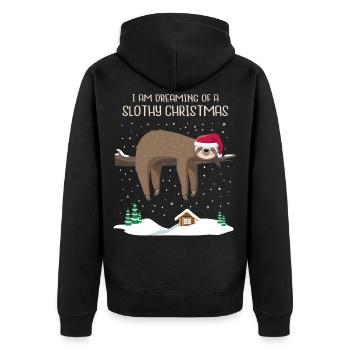Sloth Christmas Sloth Christmas Gift - Unisex Premium Organic Zip Hoodie - black - Back - Nico (187cm)