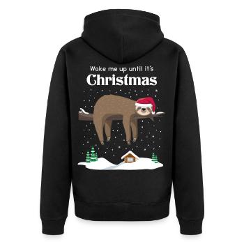 Faultier Weihnachten - Unisex Premium Bio Zip Hoodie - Schwarz - Hinten - Nico (187cm)
