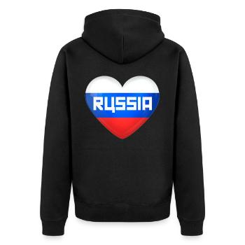 Russia Herz Flagge Land Geschenkidee - Unisex Premium Bio Zip Hoodie - Schwarz - Hinten - Nico (187cm)