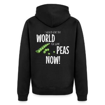 World Peas Now Erbsen Weltfrieden veganes Geschenk - Unisex Premium Bio Zip Hoodie - Schwarz - Hinten - Nico (187cm)