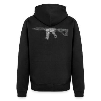 M4 - Zeichnung - Unisex Premium Bio Zip Hoodie - Schwarz - Hinten - Nico (187cm)