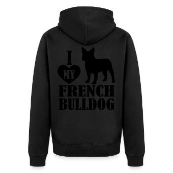 Bulldogge - Unisex Premium Bio Zip Hoodie - Schwarz - Hinten - Nico (187cm)