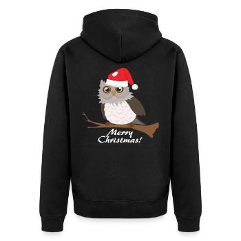 Eule Weihnachten Geschenk Tier - Unisex Premium Bio Zip Hoodie - Schwarz - Hinten - Nico (187cm)