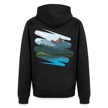 Landscape with even more mountains - Unisex Premium Organic Zip Hoodie - black - Back - Nico (187cm)
