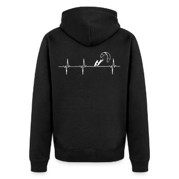 Battement De Coeur Battement De Coeur Kiteboard Kiten Kiteboarding - Veste à capuche bio Premium Unisexe - noir - Dos - Nico (187cm)