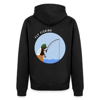Funny fly fishing, fly fishing, anglers gift - Unisex Premium Organic Zip Hoodie - black - Back - Nico (187cm)