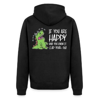 Dinosaurier - Unisex Premium Bio Zip Hoodie - Schwarz - Hinten - Nico (187cm)