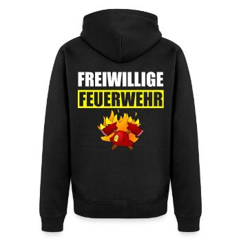 Freiwillige Feuerwehr - Unisex Premium Bio Zip Hoodie - Schwarz - Hinten - Nico (187cm)