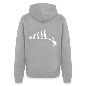 Tauchen Taucher Evolution Geschenkidee - Unisex Premium Bio Zip Hoodie - Grau meliert - Hinten - Nico (187cm)