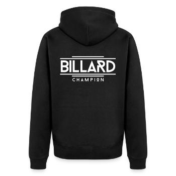 Billard Champion | Kneipensport Snooker Geschenk - Unisex Premium Bio Zip Hoodie - Schwarz - Hinten - Nico (187cm)