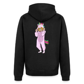 Anime Mädchen Einhorn Kawaii Manga Fan Japan Otaku - Unisex Premium Bio Zip Hoodie - Schwarz - Hinten - Nico (187cm)