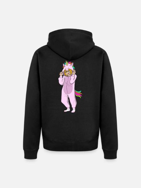 Anime Girl Unicorn Kawaii Manga Fan Japan Otaku - Ekologiczna rozpinana bluza z kapturem Premium unisex - czarny