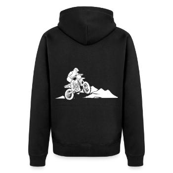 Motocross - Unisex Premium Organic Zip Hoodie - black - Back - Nico (187cm)