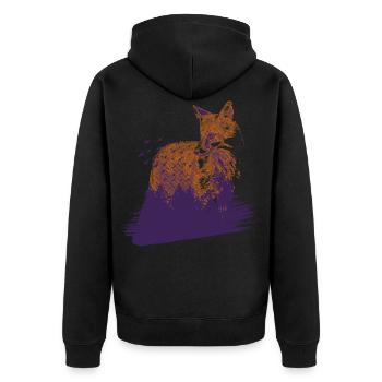 Fox nature art gift forest bird - Unisex Premium Organic Zip Hoodie - black - Back - Nico (187cm)