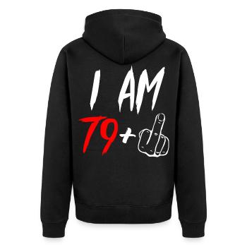 80th birthday middle finger 80 years gift - Unisex Premium Organic Zip Hoodie - black - Back - Nico (187cm)