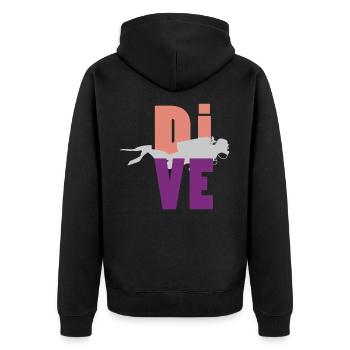 Tauchen - Unisex Premium Bio Zip Hoodie - Schwarz - Hinten - Nico (187cm)