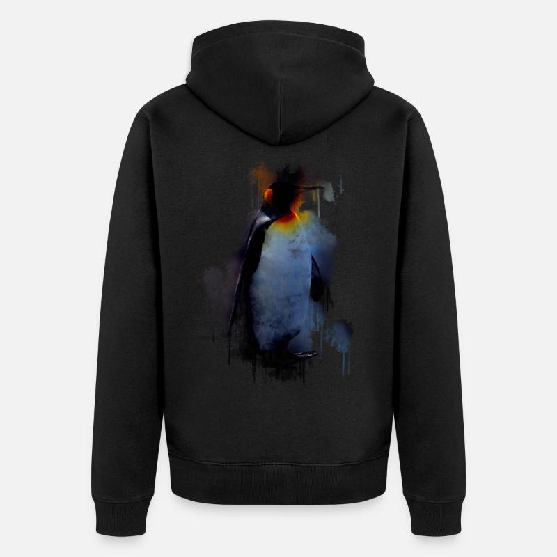 Chemise de cadeau pingouin Kingfisher - Veste à capuche bio Premium Unisexe - noir