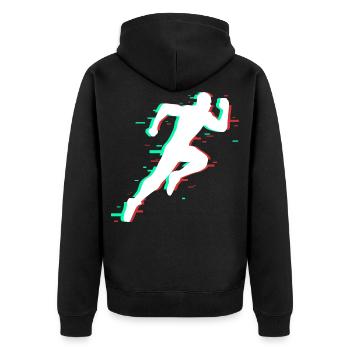 Runner sprinter running gift sport run sprint - Unisex Premium Organic Zip Hoodie - black - Back - Nico (187cm)