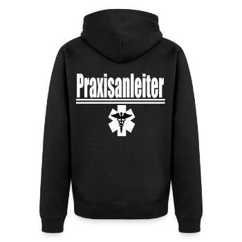 Praxisanleiter - Unisex Premium Organic Zip Hoodie - black - Back - Nico (187cm)