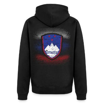 Slowenien - Unisex Premium Bio Zip Hoodie - Schwarz - Hinten - Nico (187cm)