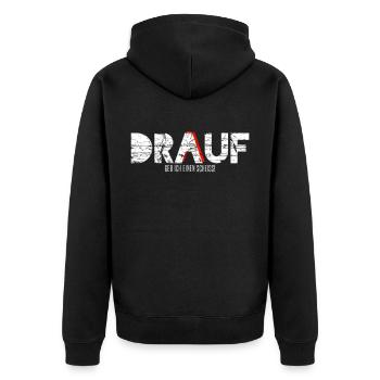 DRAUF I give a shit! | Drug gift - Unisex Premium Organic Zip Hoodie - black - Back - Nico (187cm)