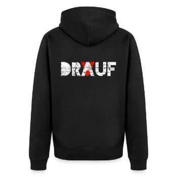DRAUF I give a shit! | Drug gift - Unisex Premium Organic Zip Hoodie - black - Back - Nico (187cm)