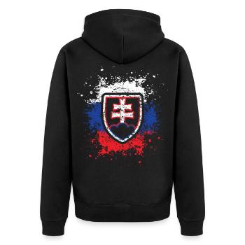 Slowenien EU - Unisex Premium Bio Zip Hoodie - Schwarz - Hinten - Nico (187cm)
