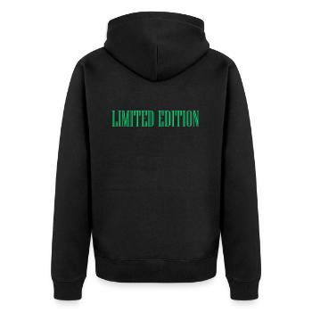 limited edition - Unisex Premium Organic Zip Hoodie - black - Back - Nico (187cm)