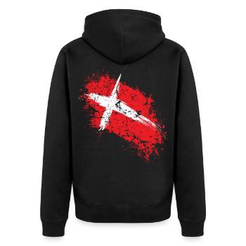 Denmark - Unisex Premium Organic Zip Hoodie - black - Back - Nico (187cm)