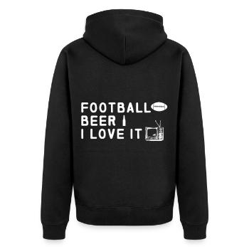 American Football - Unisex Premium Bio Zip Hoodie - Schwarz - Hinten - Nico (187cm)