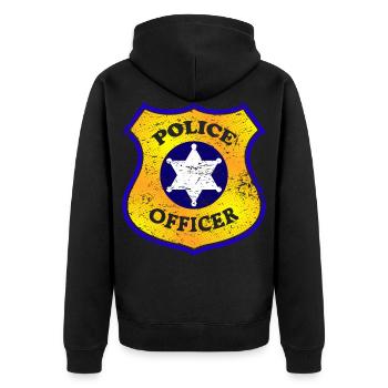 Polizei Polizist - Unisex Premium Bio Zip Hoodie - Schwarz - Hinten - Nico (187cm)