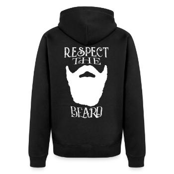 Bart - Respect The Beard - Unisex Premium Bio Zip Hoodie - Schwarz - Hinten - Nico (187cm)
