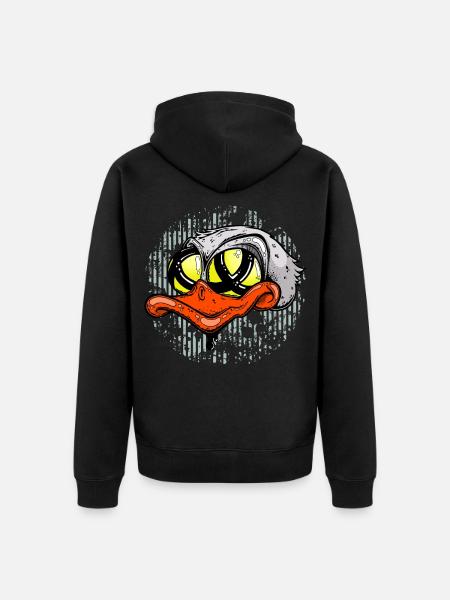 Lowbrowart Duck - Unisex Premium Bio Zip Hoodie - Schwarz