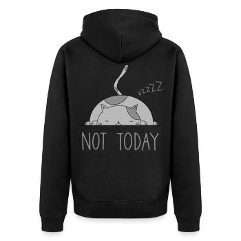 Not today Nicht heute Kein Bock Katze Schlafen - Unisex Premium Bio Zip Hoodie - Schwarz - Hinten - Nico (187cm)
