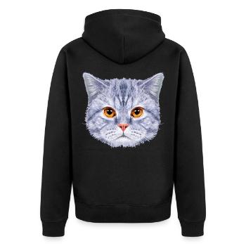 Tête de chat Visage de chat Bleu - Veste à capuche bio Premium Unisexe - noir - Dos - Nico (187cm)