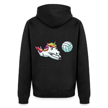 Unicorn volleyball volleyball player gift - Unisex Premium Organic Zip Hoodie - black - Back - Nico (187cm)