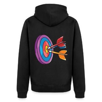 Tolles Dart Dartpfeil Darts Dartspieler Geschenk - Unisex Premium Bio Zip Hoodie - Schwarz - Hinten - Nico (187cm)